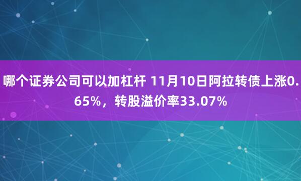 哪个证券公司可以加杠杆 11月10日阿拉转债上涨0.65%,转股溢价率33.07%