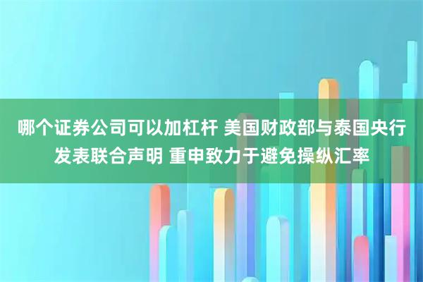 哪个证券公司可以加杠杆 美国财政部与泰国央行发表联合声明 重申致力于避免操纵汇率