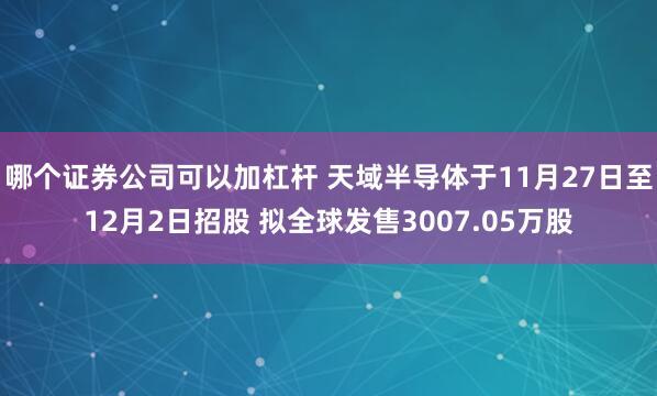 哪个证券公司可以加杠杆 天域半导体于11月27日至12月2日招股 拟全球发售3007.05万股